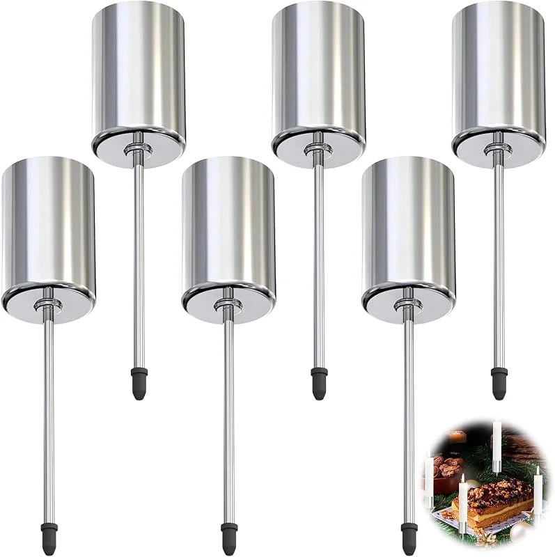 Zkaoai Portavelas de Adviento, 6 unidades, corona de Adviento, portavelas, candelabro plateado, portavelas de varilla, portavelas para velas de varilla, portavelas de plata, portavelas — Cena a la luz de velas