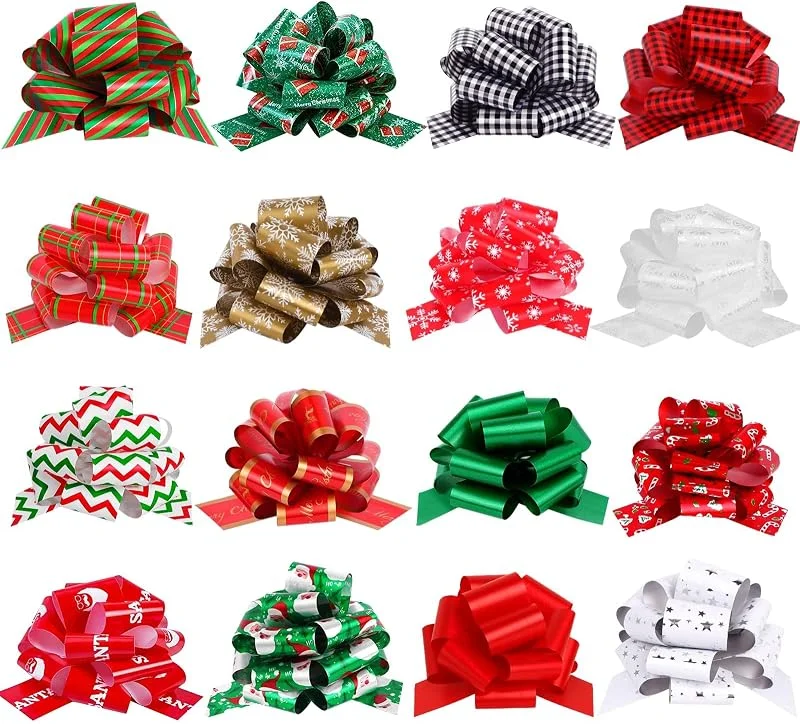 DTYDECLE DIYDEC 16 lazos de Navidad, encantadores lazos de cestas de Navidad, lazos verdes y rojos para envolver regalos de fiesta de Navidad, accesorio de envoltura de regalos — Envoltorio regalo