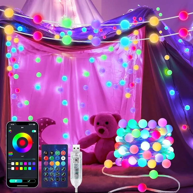 AUAUY 5M 33LED Guirnaldas Luces Exterior Interior, Inteligen Globo con Chip — Luces Navidad