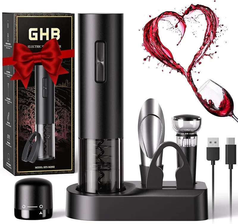 Visita la tienda de GHB GHB Sacacorchos Eléctrico 8 en 1 Recargable — Vino y mesa festiva