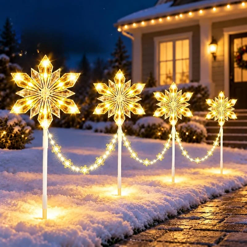 Visita la tienda de Avoalre Avoalre Luces Navidad Exterior para Caminos, 4 Piezas 96 LED — Decoracion Navidad