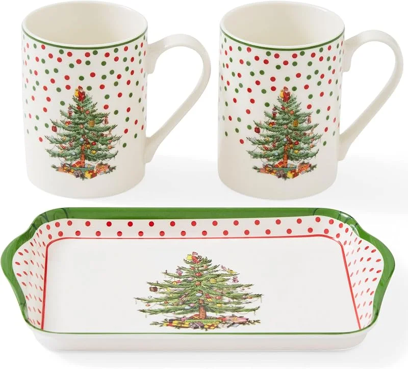 Spode X0011859144 - Juego de tazas y bandejas, porcelana — Hogar y cocina