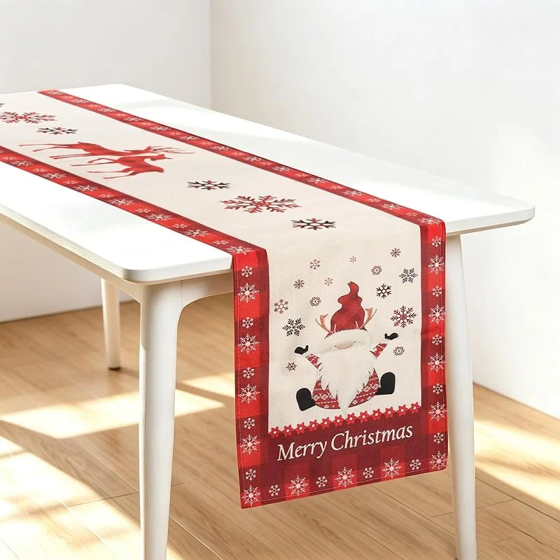 TAIYOU Merry Christmas - Camino de mesa con Papá Noel (33 x 180 cm), diseño de — Hogar y cocina
