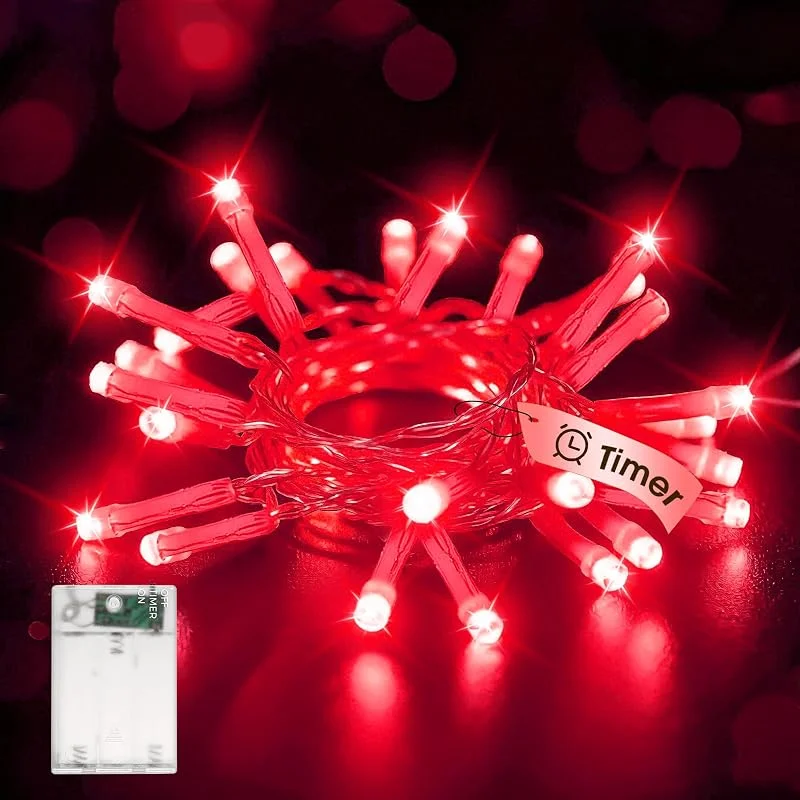EvaStary Cadena de Luces LED Pilas, 3M 30LED Guirnalda Luces con 6H, 18H Temporizador — Luces Navidad