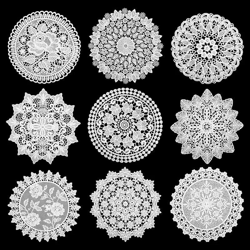 Visita la tienda de comfoyar comfoyar 18 Piezas 30 cm Manteles de Encaje Blanco para Mesa, Manteles Individuales Redondos Rústicos Vintage Hechos a Mano para Boda Fiesta Cocinas y Comedores Decoración — Hogar y cocina