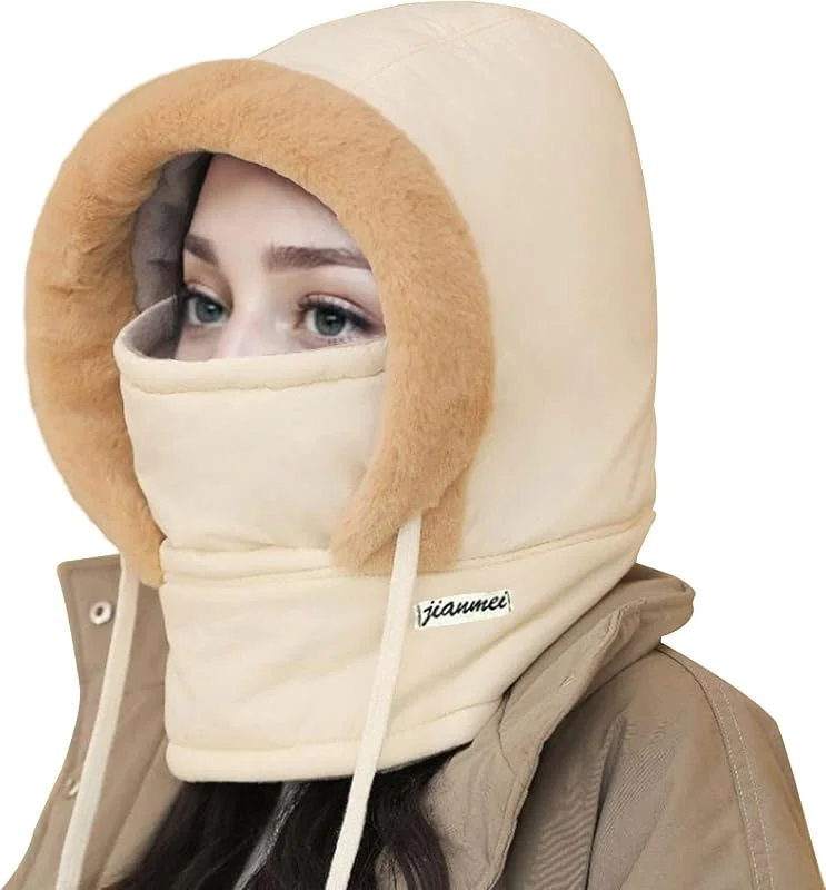 Visita la tienda de Rayson Rayson Gorro de Esquí de Invierno Cortaviento Pasamontañas para Mujer con Forro Cálido Sombrero Suelto Capucha Bufanda — Ropa Navidad