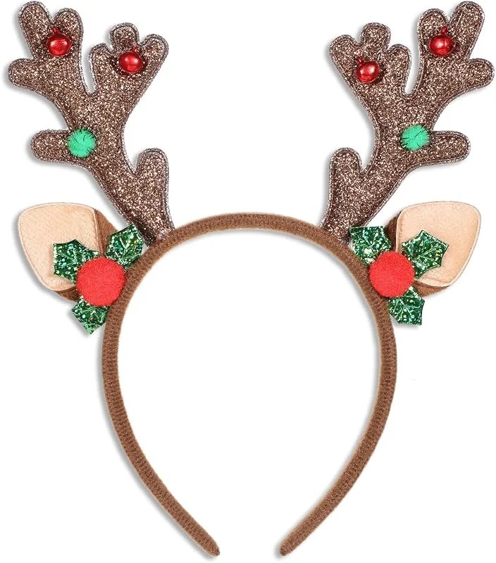 Grevosea 1 diadema de Navidad con cuernos de reno — Ropa Navidad