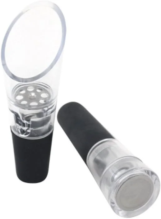 Visita la tienda de Fackelmann Fackelmann Decantador Vino y Tapón de Bomba Vacío Transparente y Negro 8, 3x2, 3cm, policarbonato y silicona. 2 ud-s. — Vino y mesa festiva