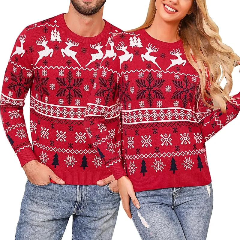 Visita la tienda de Irdcomps Jersey Navideño Hombre y Mujer Suéter de Navideño Pareja Familia Invierno Rojo de Suéter Navidad Regalo de Año — Ropa Navidad