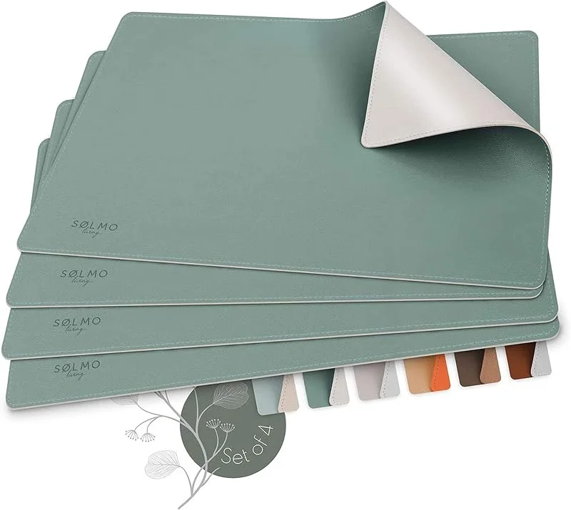 Sölmo sølmo I - Manteles Individuales de Piel sintética, Resistentes al Calor, Bicolor, Juego de 4 manteles Individuales de Piel, para niños (petróleo, Gris) — Hogar y cocina