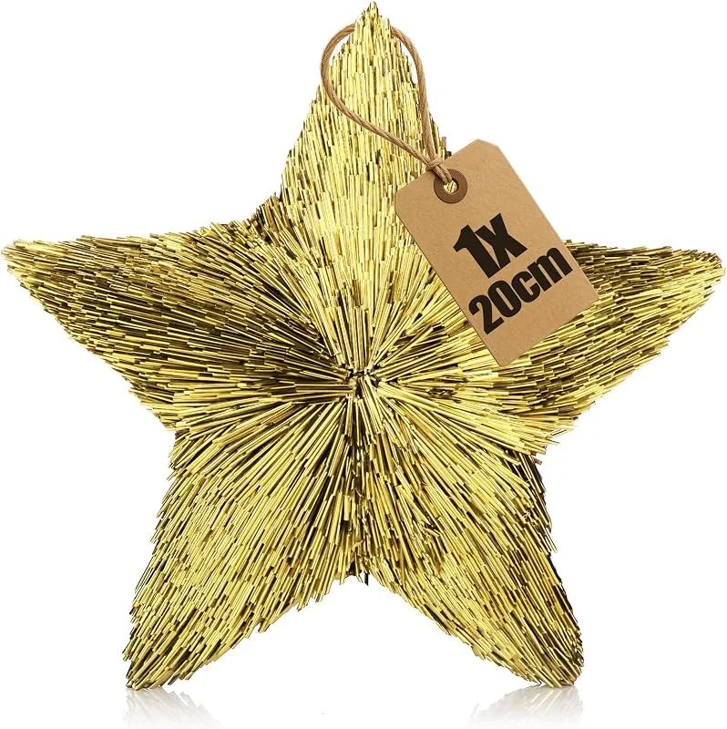 Visita la tienda de com-four COM-FOUR® Estrella de Paja de plástico, Estrella Decorativa metálica — Decoracion Navidad