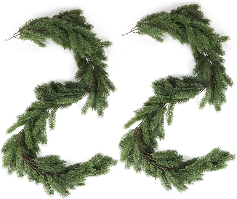 EFUTURETIME 2×Guirnalda de Navidad Artificial Realista 180cm, Verde — Decoracion Navidad