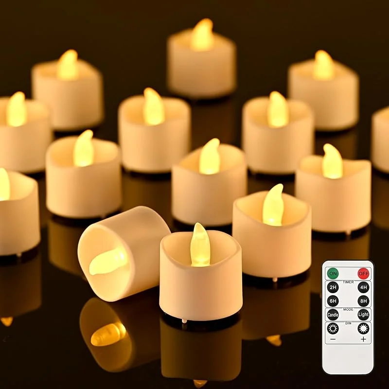 Visita la tienda de RaceGT RaceGT 20 velas de té LED con temporizador mando a distancia, sin llama, con pilas, temporizador 2, 4, 6, 8H, ideal para Navidad, bodas, fiestas, luces blancas cálidas — Decoracion Navidad