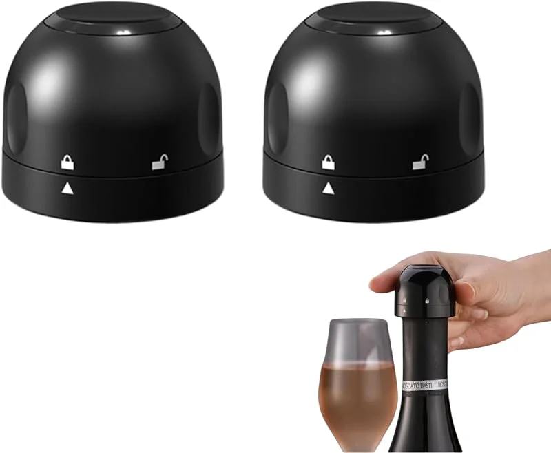 Eruceky 2 Piezas Tapón para botellas de champagne, Tapones de VacíO, Bomba de VacíO para Vino, Adecuado para vino tinto, champán, champán — Vino y mesa festiva