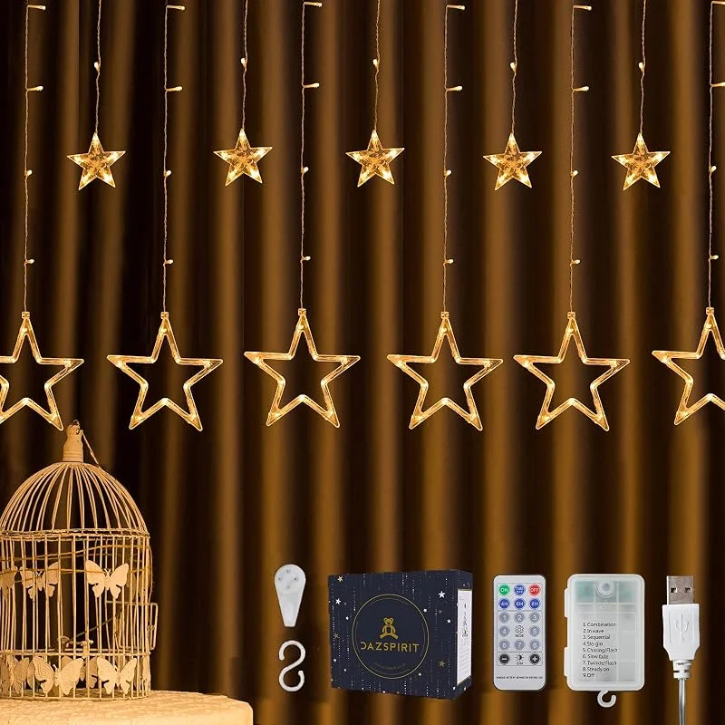 DazSpirit LED Luces Estrellas de Navidad Guirnaldas 3, 5m (Blanca Cálida) — Decoracion Navidad