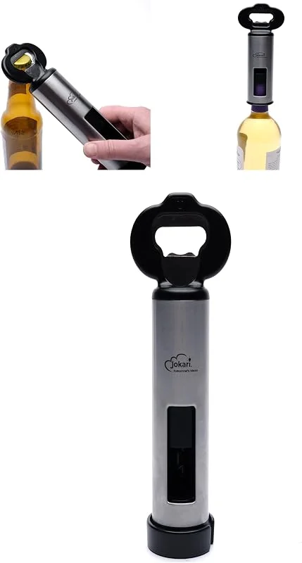 Visita la tienda de JOKARI Jokari Abrebotellas versátil 3 en 1 con sacacorchos, palanca superior, abrelatas pop y cortador de papel de aluminio. Una herramienta multifunción imprescindible para disfrutar de cerveza, vino — Vino y mesa festiva