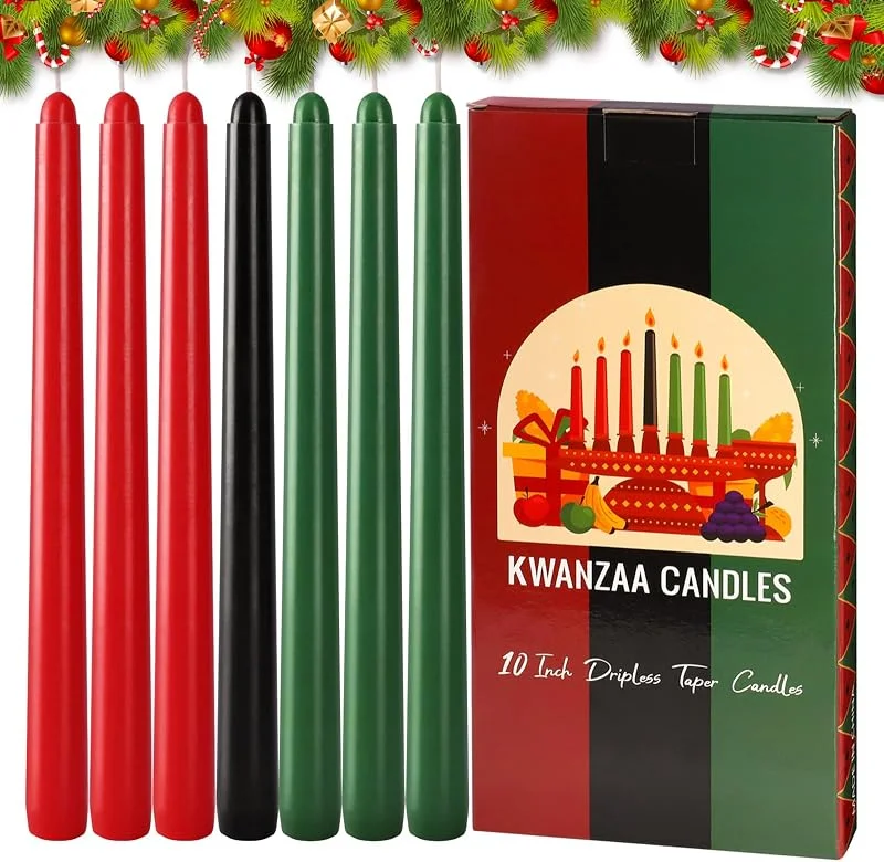 LUVDECO 7 Piezas Cena Vela Navidad Cónica Velas Rojo Verde Mesa Decoración Alto Hogar Velas Negro para Regalo calcetín Relleno Casa Decoración — Cena a la luz de velas