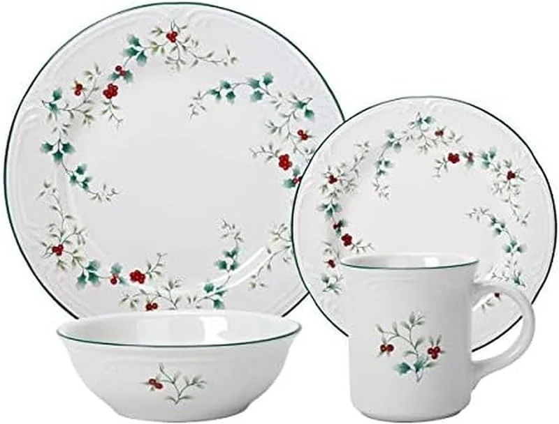 Pfaltzgraff Winterberry - Vajilla, color blanco — Adviento y mesa