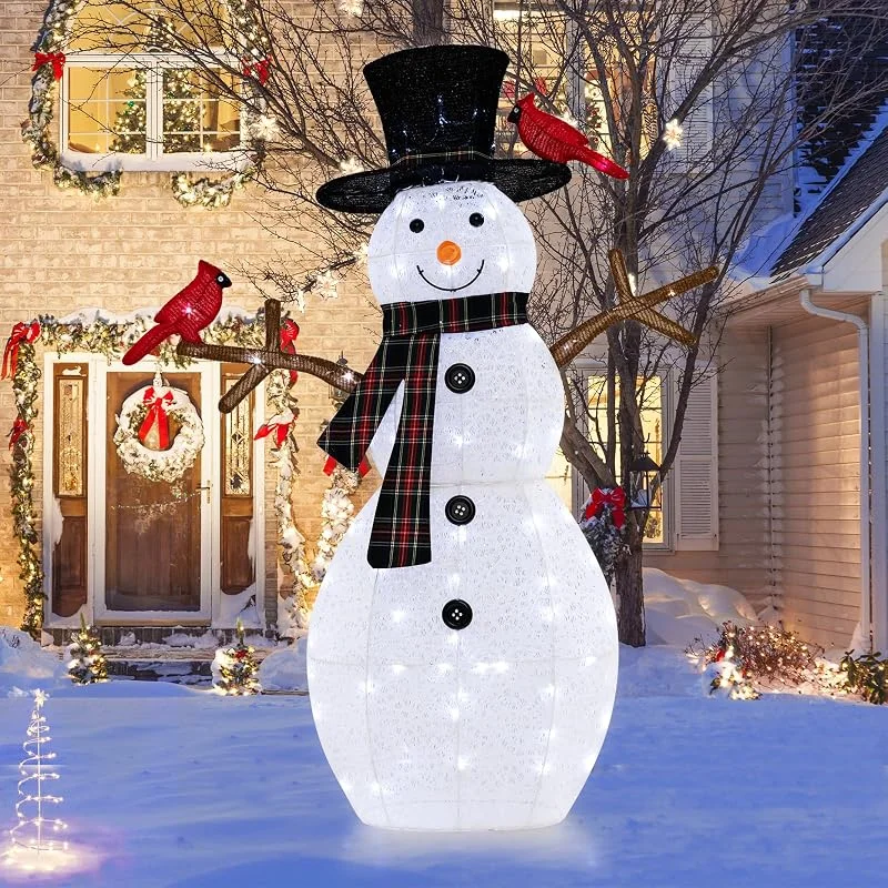 Visita la tienda de COSTWAY COSTWAY Muñeco de Nieve 127 CM y Pájaros Rojos, Decoración Navideña con Luces LED Blancas Frías, Estacas, Decoración de Navidad para Patio, Jardín, Césped, Interior y Exterior — Decoracion Navidad