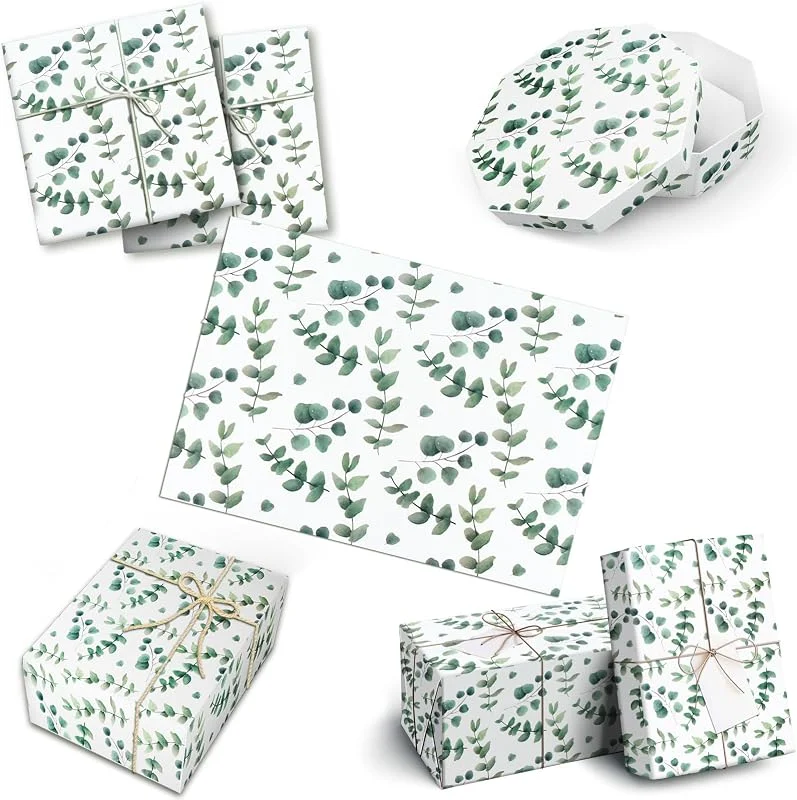 HO-SFSM 60 Hojas de Papel de Seda de Eucalipto, 50 x 35 cm Papel de Seda Verdes — Envoltorio regalo