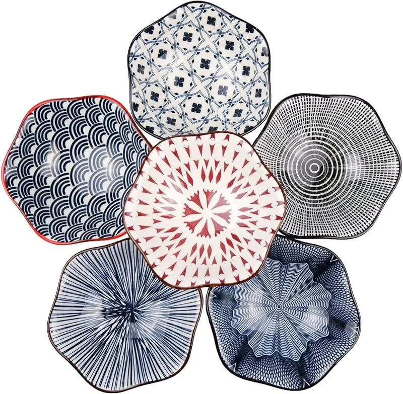 TuYines 6pcs Cuencos de Cerámica, Cuencos de aperitivo, Cuencos de Salsa, Plato para Postre, Platillos de Cerámica Diámetro de 9, 8 cm para Aperitivos, Especias, Snack y Soja — Adviento y mesa