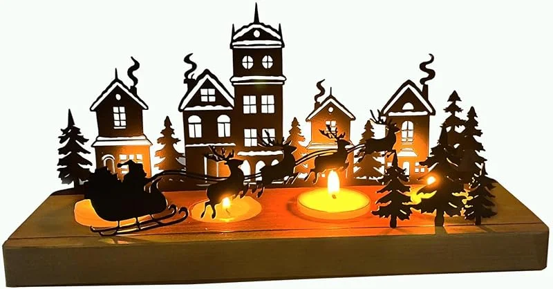 JINGTOPS Portavelas Navidad Vela Decorativa, Corona de Adviento Porta Velas — Decoracion Navidad