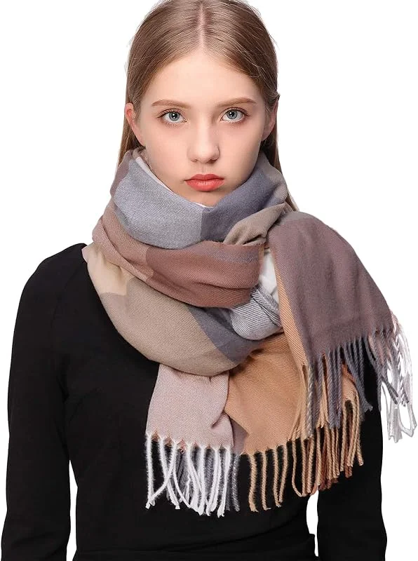 RIIQIICHY Tartán Bufanda Mujer Invierno Pashmina Grande Foulard Pañuelos Chal Fular Estolas — Ropa Navidad
