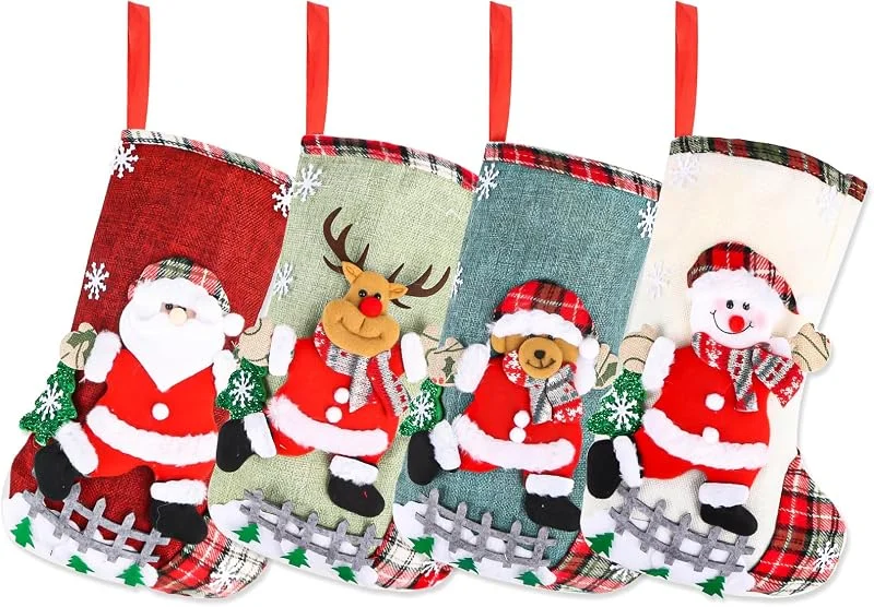 AKONE Juego de calcetines de Papá Noel, 2025 Nuevo calcetín de Navidad, botas de Papá Noel para rellenar, calcetines de Navidad para colgar, juego de calcetines de Navidad, calcetines de Papá Noel — Decoracion Navidad