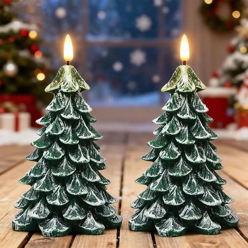 Eldnacele Velas de Navidad LED en forma de árbol de Navidad, juego de 2 — Cena a la luz de velas