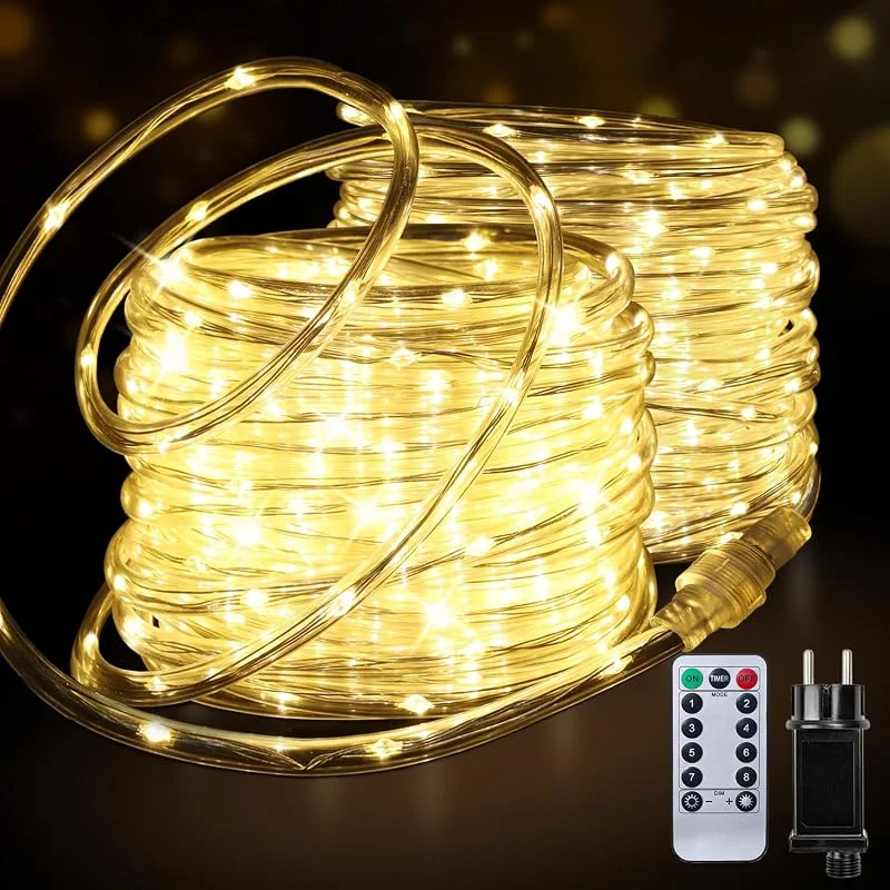 WEGRASY 20M 200LED Manguera de Luces Exterior con Enchufe, Luces de Tubo Conectables — Luces Navidad