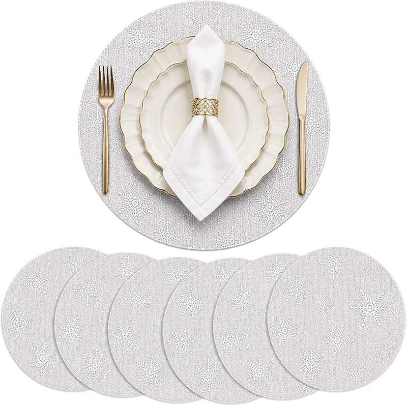 ZOSIGN 6 Piezas Manteles Individuales Navidad, 38 CM Salvamanteles Navidad, Salvamanteles Individuales Navidads, Ideal para Navidads, Celebraciones Festivas, Cocinas, Cumpleaños Y Bodas, Plata — Hogar y cocina