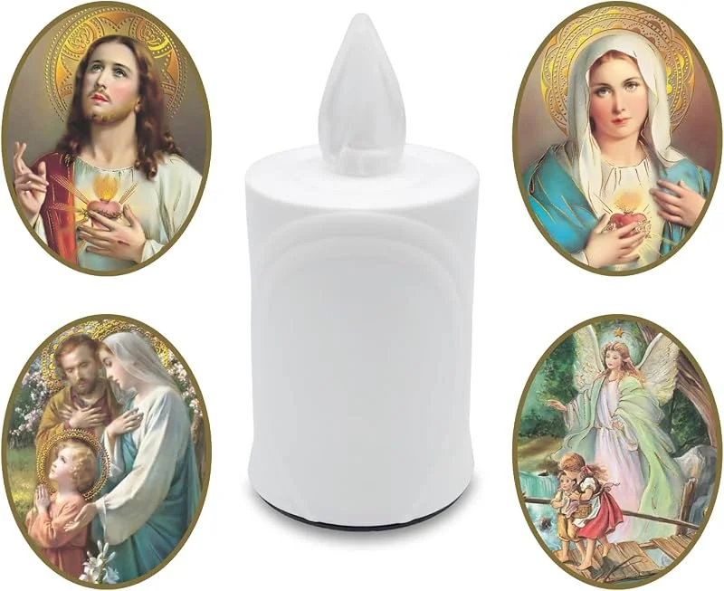 AROBA Vela LED para tumba – efecto parpadeante como una vela real, larga duración de combustión hasta 120 días, reutilizable para cementerio, vela conmemorativa – color blanco, incluye selección de — Cena a la luz de velas