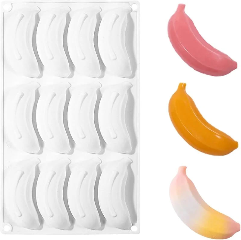 Visita la tienda de Flivra molde plátanos, Molde silicona de 12 cavidades, Moldes plátanos 3D, Moldes plátanoss para Mousse Tartas Decorativas, Molde de silicona con forma de frutas Manzana para Navidad (C) — Hogar y cocina