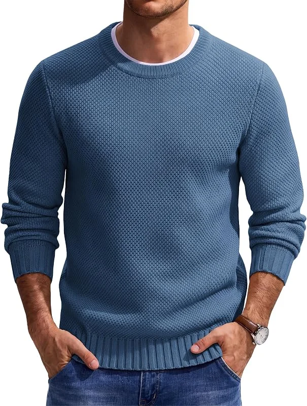 Visita la tienda de COOFANDY COOFANDY Suéter Hombres Cuello Redondo Cuello Suéter Tejido Negocios Suéter — Ropa Navidad