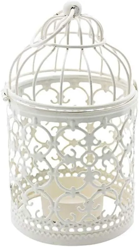 Visita la tienda de Shiwaki Linterna Colgante de Jaula para pájaros de Metal Blanco, centros de Mesa Decorativos Vintage de Bodas y Fiestas, candelabro de Festival, decoración del hogar — Adviento y mesa