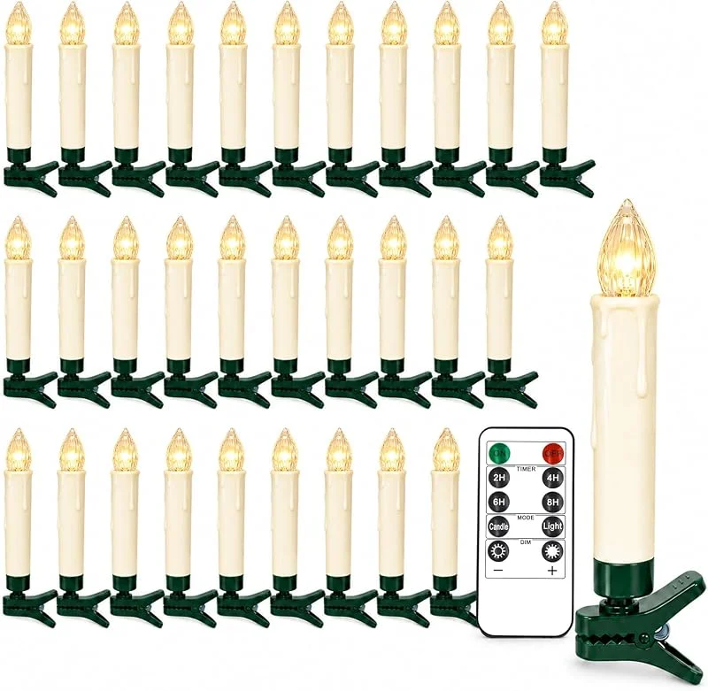 A.bigwhale Velas de Navidad LED inalámbricas, 30 unidades, con temporizador, sin llama, para árbol de Navidad, guirnalda de luces para decoración de jardín, decoración navideña — Luces Navidad