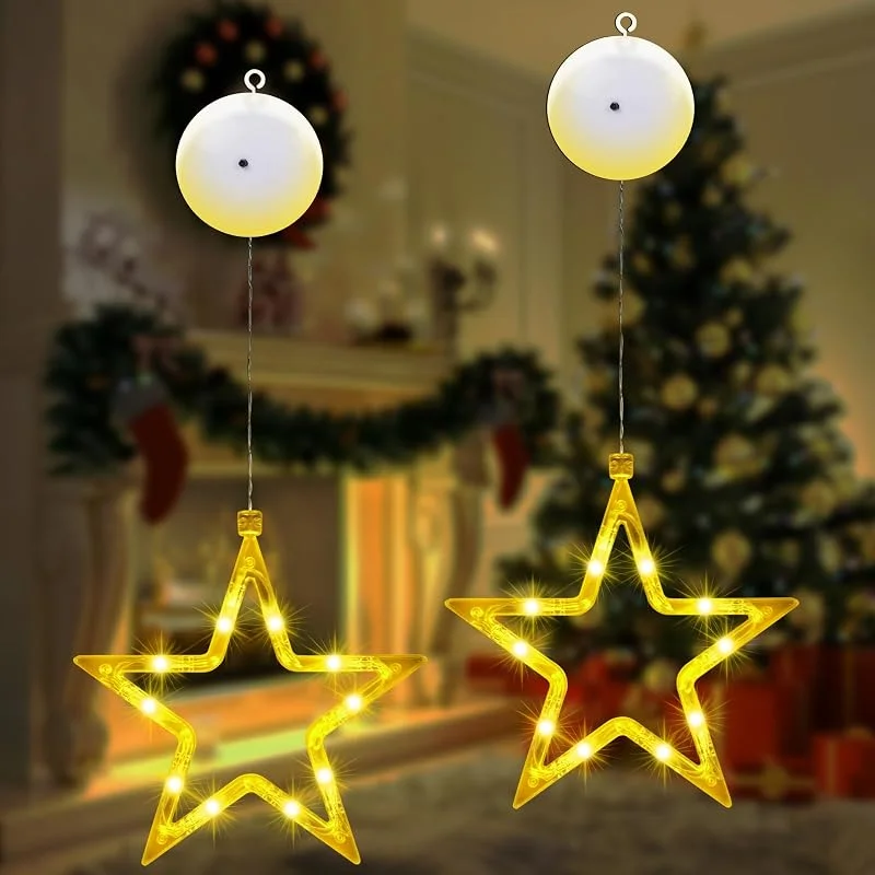 AUAUY Navidad DecoracióN 2PCS, Luces de Estrellas, 3 Modos — Decoracion Navidad