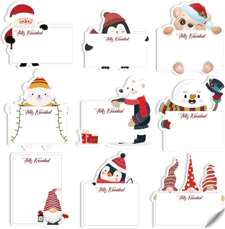 LEMESO Etiquetas Regalo Navidad 126 Pzs, Pegatinas Navidad Regalos — Envoltorio regalo