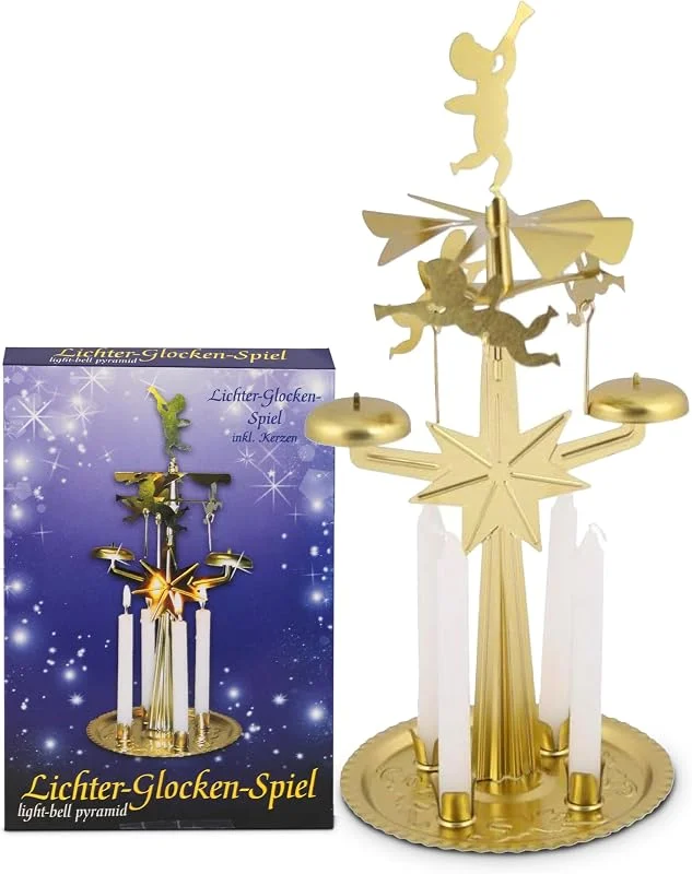 KNOX Lights Glockenspiel - Candelabro (4 velas, 25 cm), color dorado — Adviento y mesa