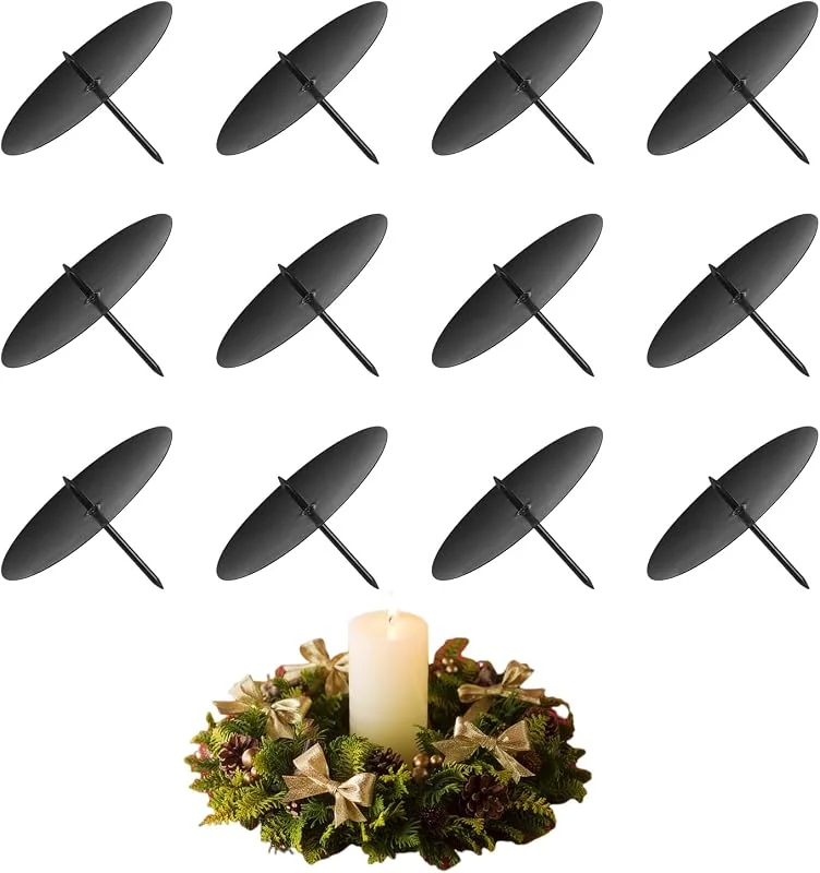 LongZYU 12 Piezas Candelero Corona de Navidad Portavelas de Adviento, Negro — Adviento y mesa