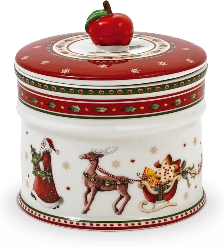 Villeroy & Boch Winter Bakery Delight Caja pequeña para pastas, Porcelana Premium, Blanco, Rojo — Envoltorio regalo