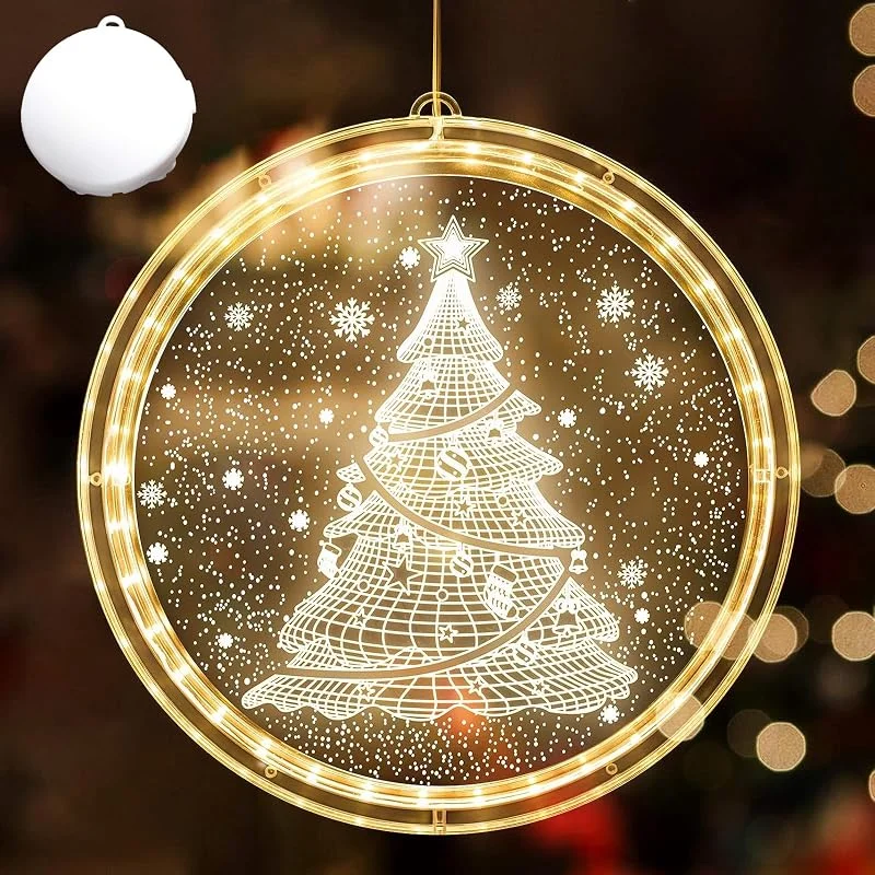 DAZZTIME Luz de Ventana Decorativa de Navidad, 3D Colgantes de Navidad Interior, Luz Colgantes Navidad, para Decoración Ventanas Fiestas Navideñas Interiores Exteriores, se Pueden Pegar y Colgar — Luces Navidad