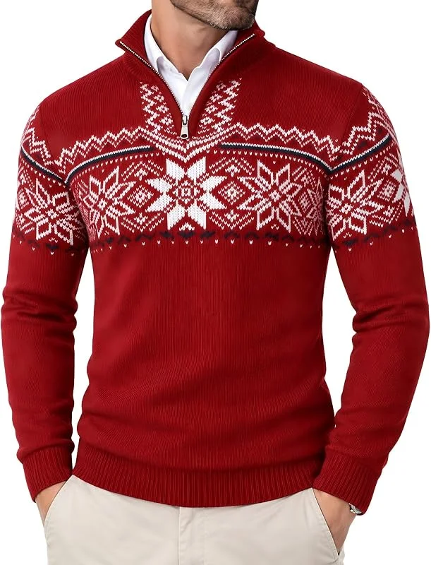Visita la tienda de COOFANDY COOFANDY Jersey de Navidad para hombre con cuello con cremallera — Ropa Navidad