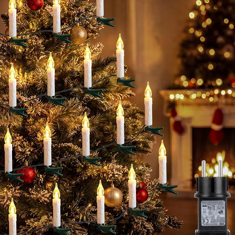 ZAIYW Cadena de luces de Navidad de 15 m de largo con temporizador para árbol de — Luces Navidad