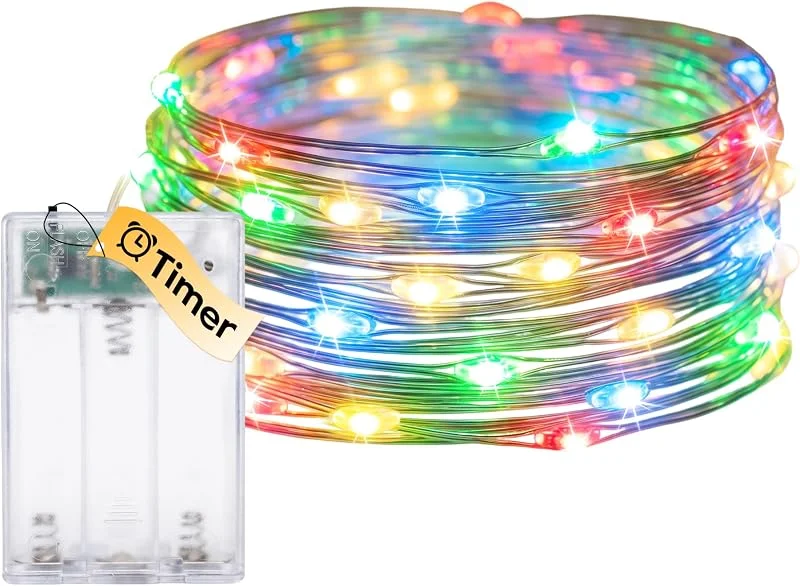 Tacobey Guirnalda Luces a Pilas, 5m 50 LED, con Temporizador, 3 Modos — Luces Navidad