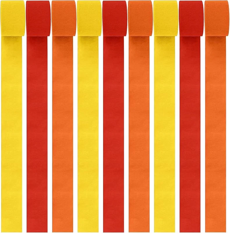 Leikedun 9 rollos de serpentinas de papel crepé amarillo, rojo, naranja para Acción de Gracias, papel crepé en rollo para decoración de otoño, cortinas, fondo, borlas colgantes para decoración de festival de — Envoltorio regalo