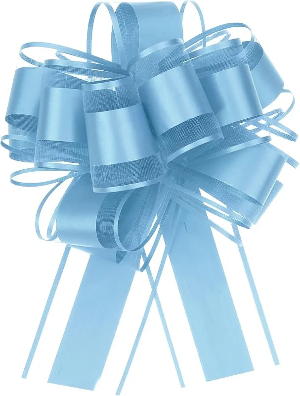Visita la tienda de sourcing map sourcing map 10 lazos grandes de organza de 10 cm para envolver regalos, cestas de coche, regalos de Navidad, color azul claro — Envoltorio regalo