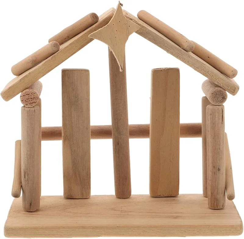 PRETYZOOM Mini Pesebre de Madera, Adorno Navideño Religioso para Interior — Decoracion Navidad