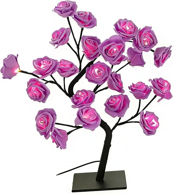 XVICO Lámpara de mesa LED con diseño de árbol de rosas con USB — Cena a la luz de velas