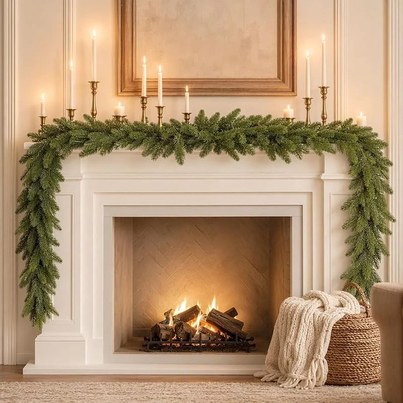Mineup Guirnalda de Navidad Artificial Realista, Guirnalda Estrecha navideña Verde — Decoracion Navidad